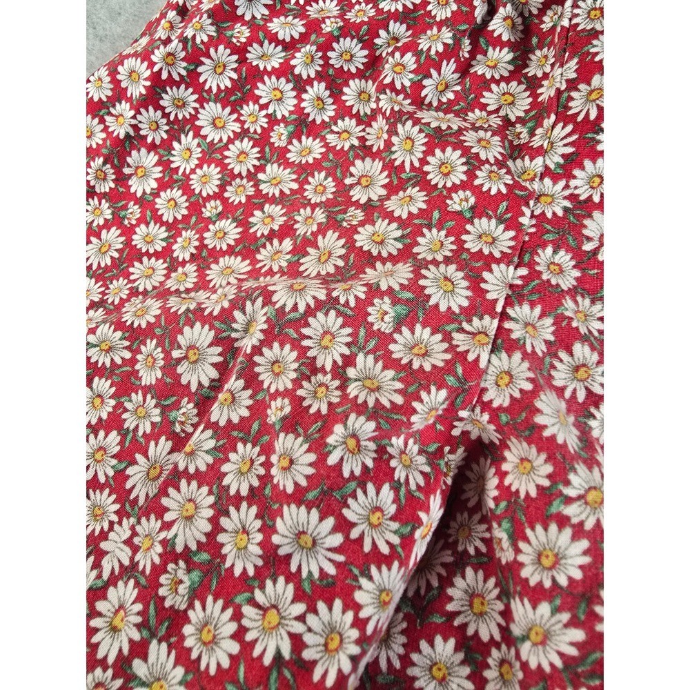 Vintage 90s Handmade Red Daisy Floral Print Elastic Waist Shorts Cottagecore XS - Picture 7 of 9